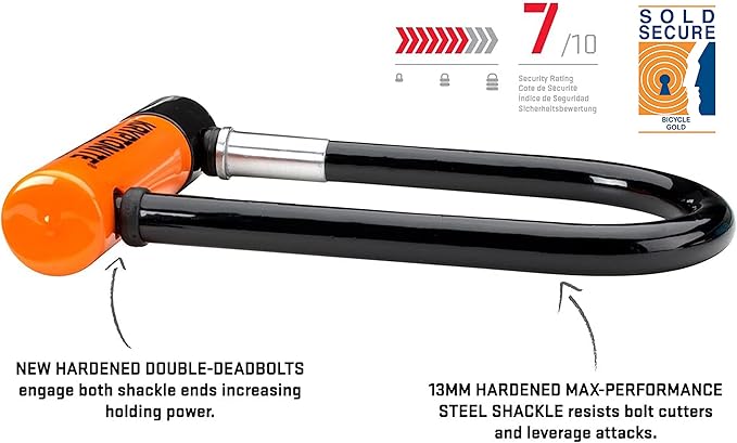Kryptonite Evolution Mini-7 Bike U-Lock with Cable, Heavy Duty Anti-Theft Bicycle U Lock, 13mm Shackle and 10mm x4ft Length Security Cable with Mounting Bracket and Keys