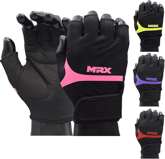 MRX Weight Lifting Gloves for Women Breathable Workout Gloves Anti Slip Padded Shock-Absorbing Extra Grip Palm Protection Half Finger Exercise Gloves for Gym, Cycling, Training, Weightlifting