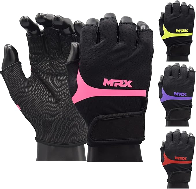 MRX Weight Lifting Gloves for Women Breathable Workout Gloves Anti Slip Padded Shock-Absorbing Extra Grip Palm Protection Half Finger Exercise Gloves for Gym, Cycling, Training, Weightlifting, Size : Medium