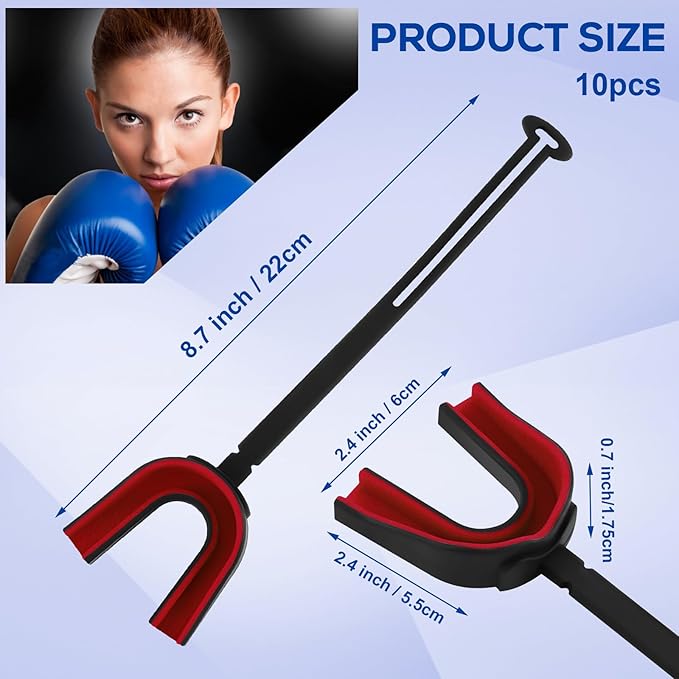 Dunzy 10 Pcs Strapped Mouth Guard Sports Mouthguard with Strap No Boiling Mouthguard Adult Youth Football Mouthpiece Mouth Protector for Boxing Basketball Lacrosse