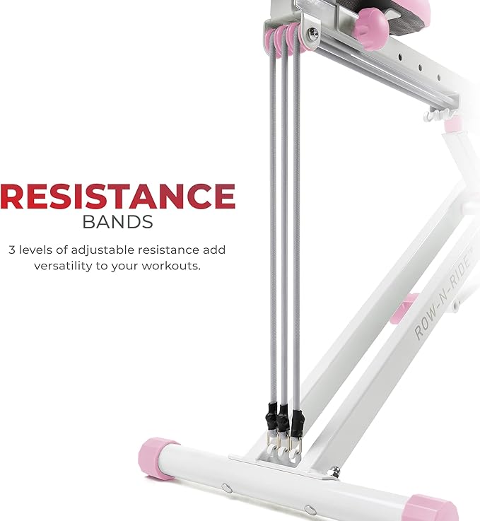Sunny Health & Fitness Row-N-Ride Squat Assist Trainer, Foldable & Easy Setup Exercise w/Adjustable Resistance, Home Training Machine for Arm, Glute & Leg Workout, Optional Free SunnyFit App Connect