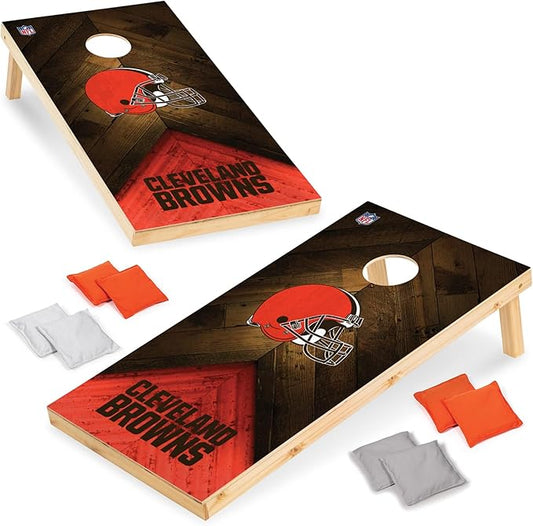 Wild Sports NFL Football 2' x 4' Regulation Size Solid Wood Cornhole Set with Direct Print HD Team Graphics Great Gift for Any Football Fan! Bean Bag Toss Family Outdoor Game