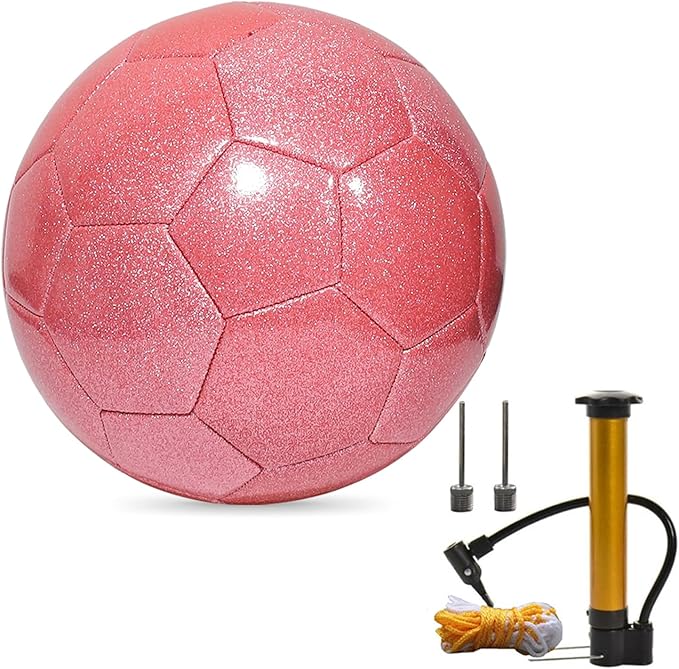 Glitter Soccer Ball Set with Pump – Size 3 4 5 Pink Gold Purple Training Balls for Youth, Teens, and Adults – Soft Practice Ball for Beginners