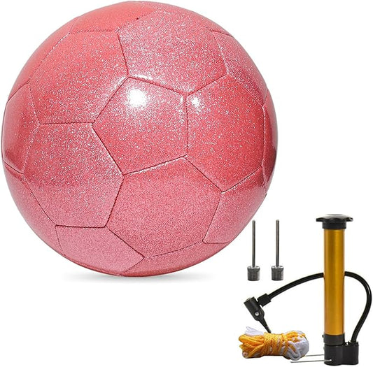 Glitter Soccer Ball Set with Pump – Size 3 4 5 Pink Gold Purple Training Balls for Youth, Teens, and Adults – Soft Practice Ball for Beginners