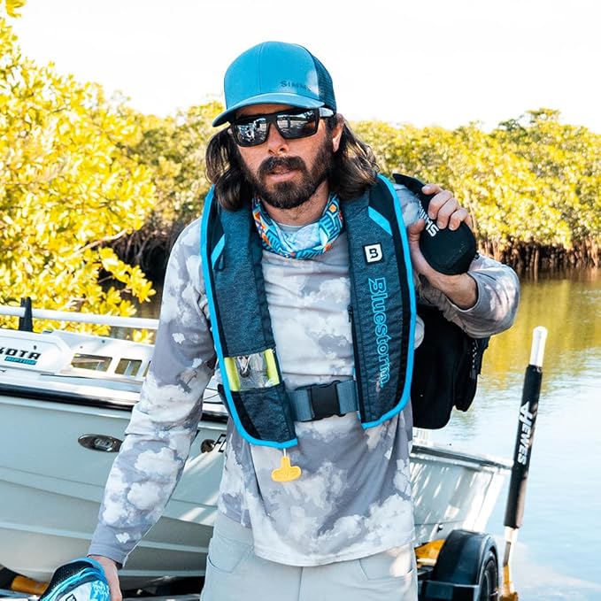 BLUESTORM Stratus 35 Inflatable Life Jacket PFD for Adults | US Coast Guard (USCG) Approved Automatic Self Inflating Life Vest Preserver with Manual Ripcord