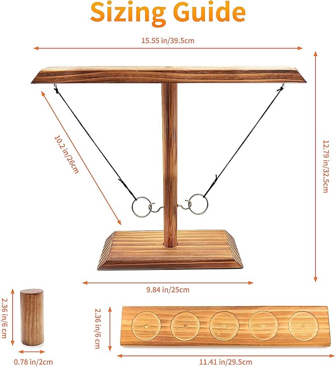 Hook and Ring Game Handmade Wooden Toss Game for Kids and Adults,Yard Games,Toss Game for Bars,Home,Party