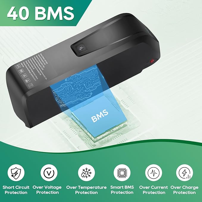 UAZ 36V 48V 52V Ebike Battery 4 Pin 10Ah 15Ah 20Ah Electric Bike Battery with 40A BMS Safe Lock, Led Indicator Light, for 200-1500W Motor Tricycle, Mountain Bicycle Batteries (52V20AH-4PIN)