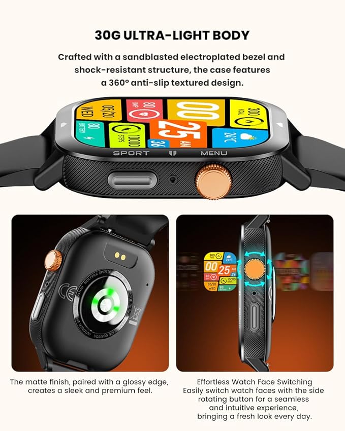 2025 Sports Smart Watch for Men & Women - 1.93” HD Display, Bluetooth Call (BT 5.4), 100+ Sports Modes, Heart Rate & Sleep Monitor, IP67 Waterproof Fitness Tracker, Pedometer, Da Fit App, (Black)