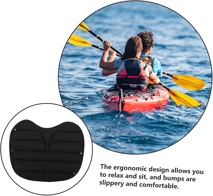 Lightweight Kayak Seat Cushion Pad Comfortable Ergonomic Design for Canoe Fishing Boat Compatible with Kayaks for Long Hours of Paddling Black