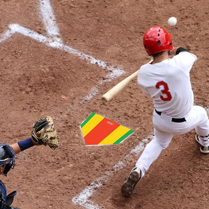 Baseball Home Plate - 17" Tri-Color Blended Rubber Mat for Pitching & Hitting Practice,Softball Training | 0.6lbs Lightweight,Portable Design with Carry Bag,All-Weather Baseball Bases