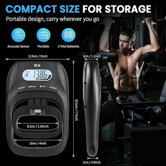396lbs/180kg Grip Strength Tester, Hand Grip Dynamometer, Digital Grip Strength Tester with LCD Display, Adjustable Hand Grip Training Gauge, Hand Grip Testing for Sports Home School Use