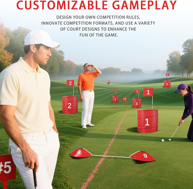 Golf Outdoor Game 9 Holes Set with 2 Clubs for Golf Bucket Yard Game, Family and Friends Gathering, Suitable for Backyard, Park, Beach, Lawn