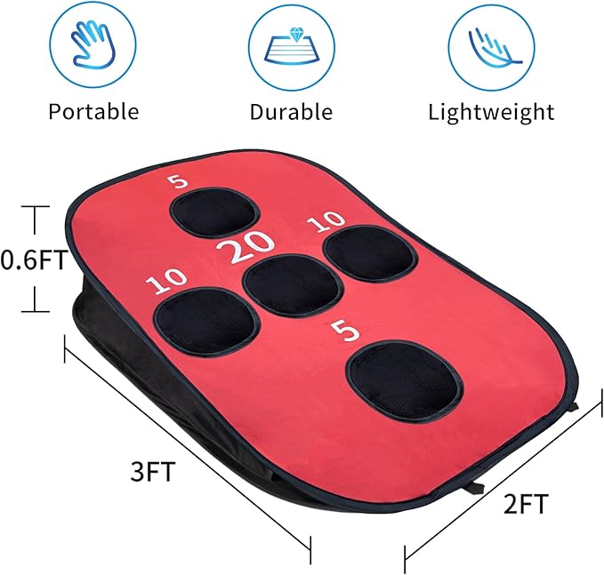 Portable Cornhole Set PVC Framed Corn Holes Outdoor Game Set with 2 Cornhole Boards, 8 Cornhole Bean Bags and Carrying Case, Camping Games Indoor Outdoor for Kids and Adults, Travel Camping Accessory