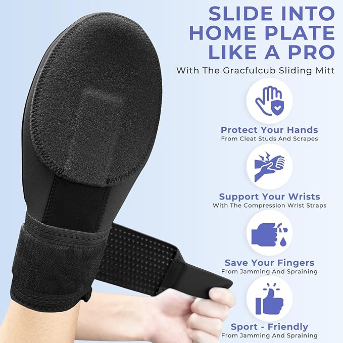 Gracfulcub Baseball Sliding Mitt, Baseball Glove Softball Guard, Ergonomic Design Protecting Fingers for Basic Base Running