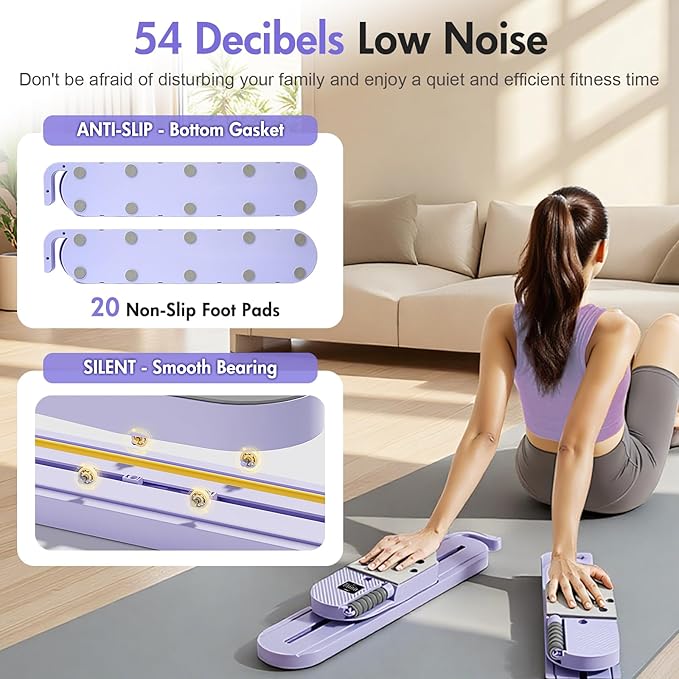 6-in-1 Portable Pilates Board, Split Reformer with Resistance Bands, Detachable Hanging Design with LED Display for Home Pilates, for Women & Men to Shape, Exercise & Strengthen Core