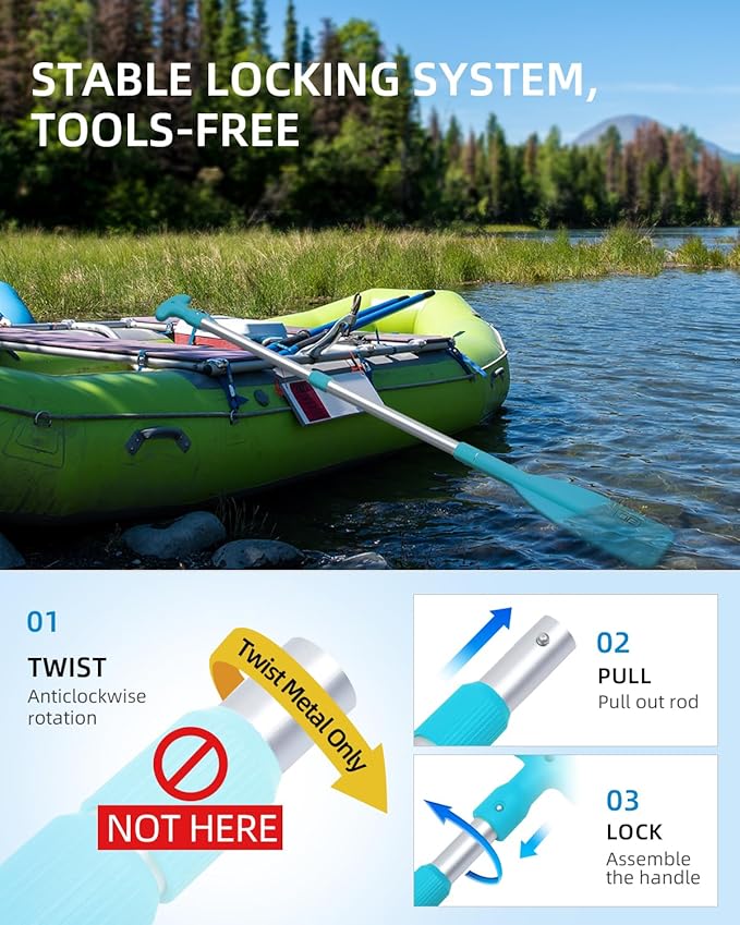 OCEANBROAD Telescoping Emergency Paddle 21''-42''（Assembling Required）/26''-54'' Aluminium Shaft for Kayaking Boating Canoeing River Tubing