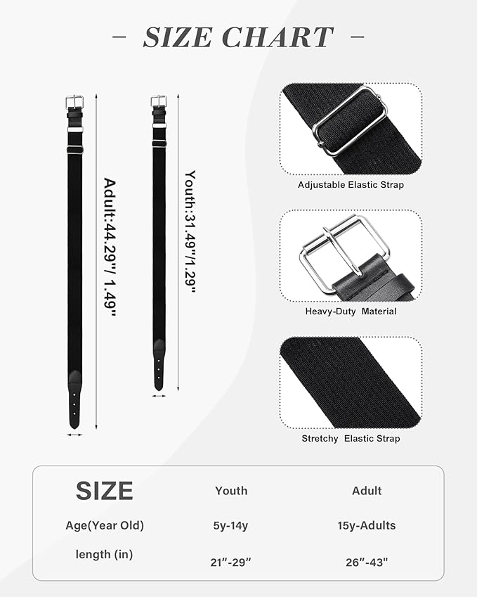 Stelle Baseball/Softball/Fastpitch Belt Girls Sports Elastic Adjustable Boys Uniform Belts Youth and Adult Sizes