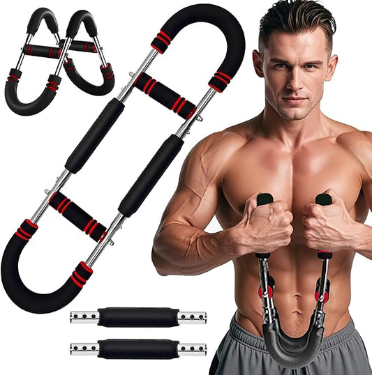 Chest Workout Equipment, 3 Holes Adjustable 66-130lb Portable Detachable Fitness Machine, Trainer Arm Traine for Men Women