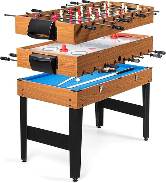 KOTEK Multi Game Table, 3 in 1 Gaming Table w/Foosball, Billiard & Slide Hockey, Combo Game Table for Home, Game Room, Bars, Party, Family Night