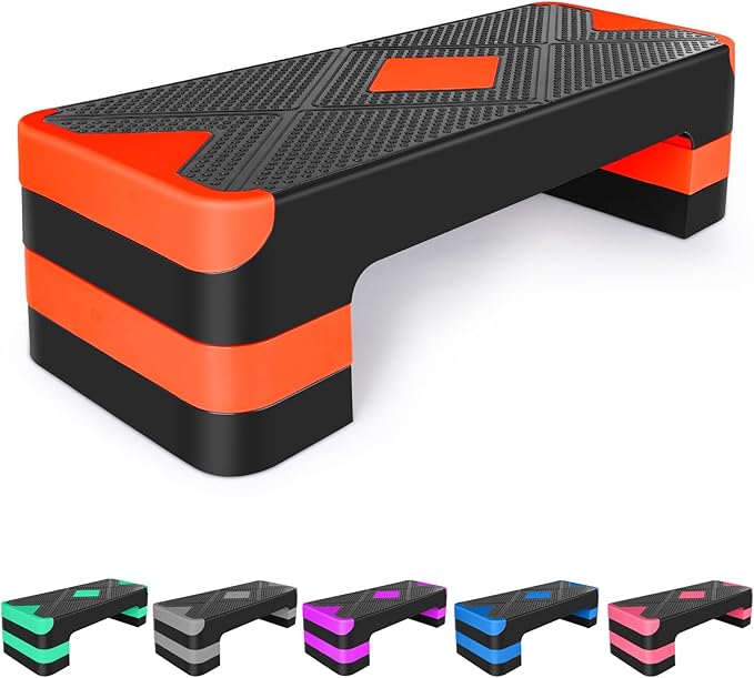 Exercise Workout Aerobic Step Platform Trainer, 27" Aerobic Stepper with 4"-6"-8" Adjustable Height Risers