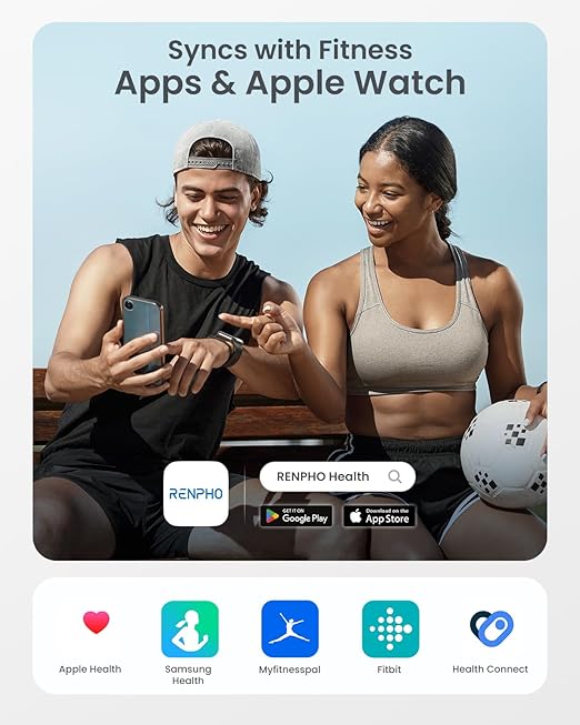 RENPHO Scale for Body Weight and Fat Percentage, Smart Scale with 8 Electrodes Larger Platform, Body Analyzer for BMI, Body Fat, Muscle Mass, High Precision, 400lbs