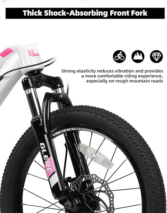 Glerc 20 24 Inch Kids Bike, Kids Mountain Bike for Boys and Girls Ages 6-14, 21-Speed Skyline Bicycle with Front Suspension and Disc Brakes, Multiple Colors