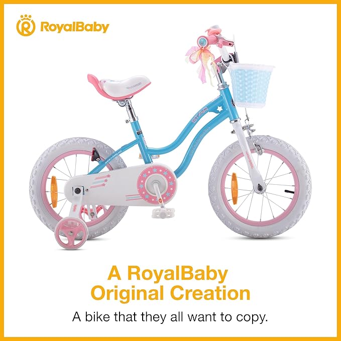 RoyalBaby Girls Bike EZ Bike Stargirl Training Free Balance to Pedal Easy Learning Bicycle, 12-20 Inch for Toddlers & Big Kids.