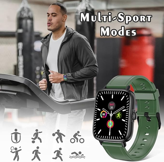 Smart Watch for Men Women (Answer/Make Call) - 1.9" Full Touch Screen Smartwatch iOS Android Compatible, Fitness Tracker Watch with Heart Rate Sleep Monitor, BP, SpO2, Step Counter (Classic Green)