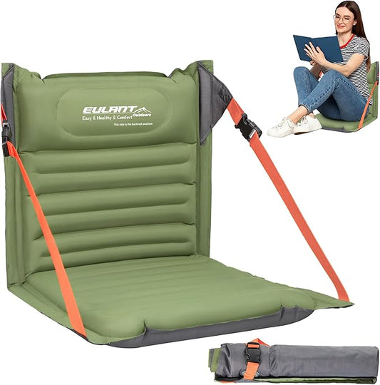 EULANT Lightweight Inflatable Folding Seats for Camping Chair with Back Support and Adjustable Straps,Foldable Bleacher Chairsfor Camping Hiking Sporting Events and Park