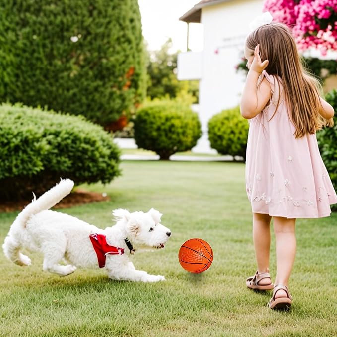 Shindel 6PCS Mini Basketballs, 4.7 inches Inflatable Rubber Basketballs with Pump for Mini Hoop for Kids Indoor Outdoor Play