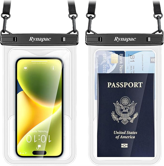 Waterproof Phone Pouch - 8.5in Waterproof Phone Case with Lanyard, IPX8 Cell Phone Dry Bag Beach Essentials for iPhone 16 15 14 13 12 Pro Max, Galaxy S24 S23 S22 S21 Series, 2 Pack