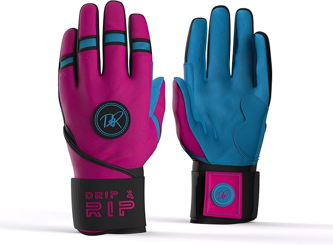 Drip & Rip Baller Series - Youth Batting Gloves + Adult Batting Gloves - for Softball and Baseball - Long Cuff Style for Men and Youth