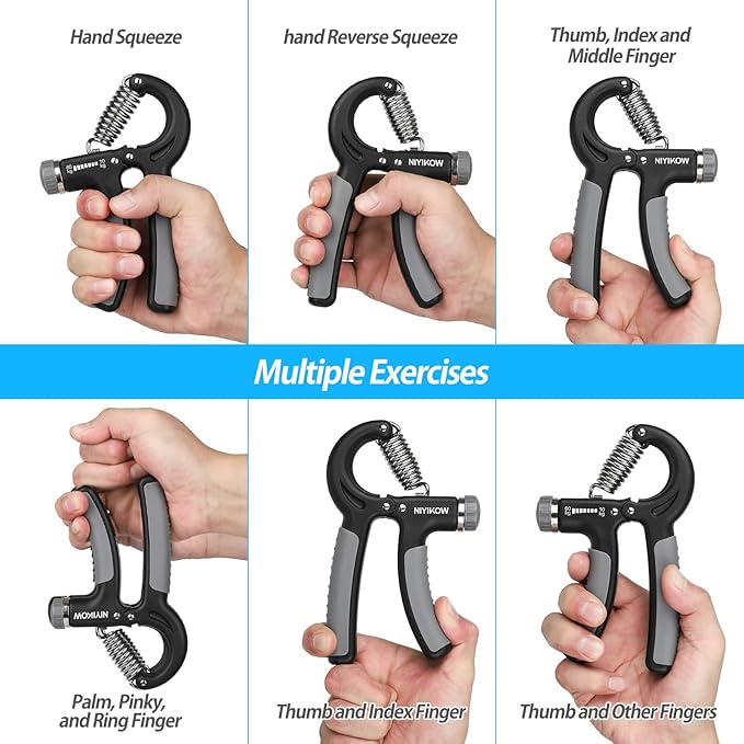 NIYIKOW 2 Pack Grip Strength Trainer, Hand Grip Strengthener, Adjustable Resistance 22-132Lbs (10-60kg), Forearm Strengthener, Perfect for Musicians Athletes