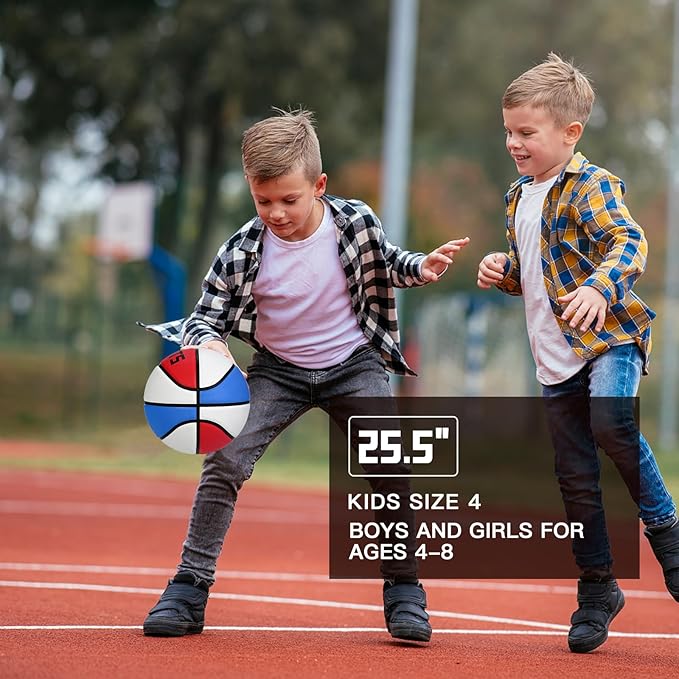 KUYOTQ Kids Toddler Youth Adult Size 3/4/5/6/7 Basketball 22/25.5/27.5/28.5/29.5" Thickened Rubber or Faux Leather Basketball for Boys Girls (Deflated)