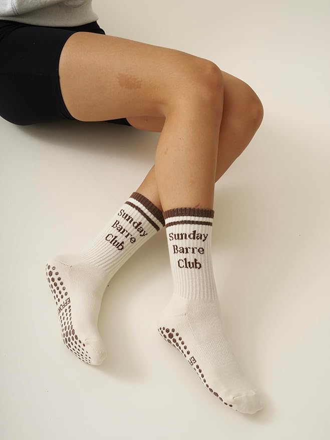 Crew Half Calf Grip Socks, Cutest Fruits Pilates Socks, Ruffle socks, Non-Slip, Barre Yoga Fitness