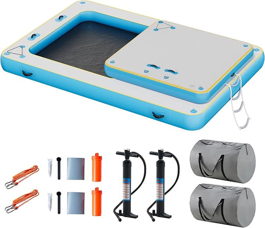 Specraft Inflatable Floating Dock, Non-Slip Air Dock Platform loating Island Raft with Rope Ladder for Pool Lake Beach Ocean
