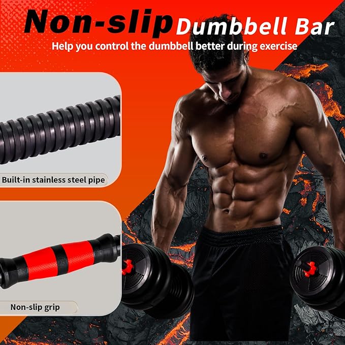 Adjustable Dumbbells Set - 20lbs/30lbs/70lbs/90lbs Multi-Functional Fitness Set, Kettlebell & Barbell Patterns, Beginner Dumbbell Fitness