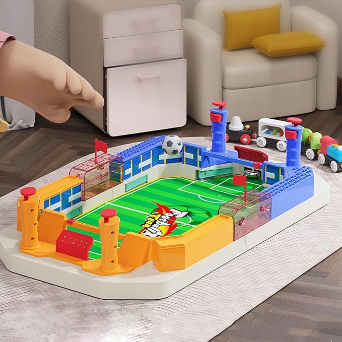 Desktop Foosball Game Set - Mini Soccer Shootout for Adults, Kids & Family Fun - Party Night & Travel - Children's Day & Birthday Gift