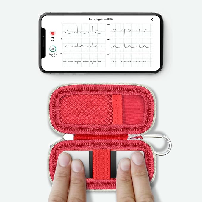 Heart Monitor Case Compatible with AliveCor Kardia Mobile ECG/for KardiaMobile 6L for Apple and Android Device - CASE ONLY (Red)