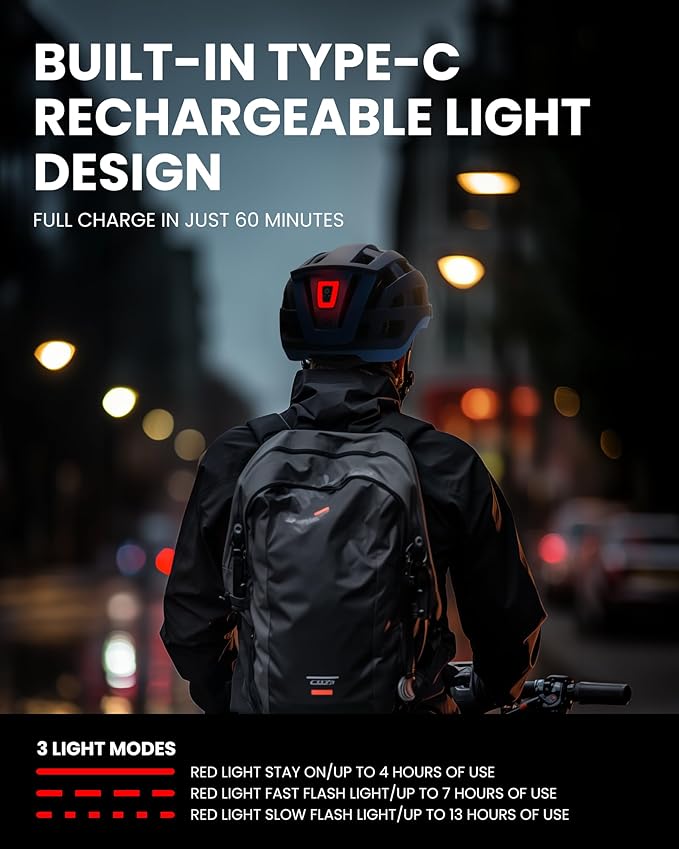 OutdoorMaster Gem II MIPS Bike Helmet with Light - Lightweight Cycling Helmet,Mountain Road Bicycle Helmet for Youth & Adult