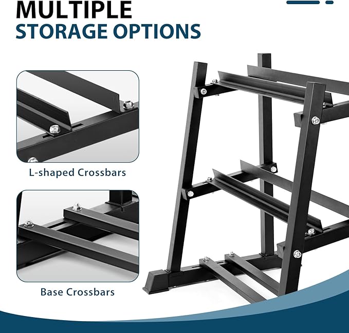 Dumbbell Rack, Bongkim Dumbbell Set with Rack Stand, Dumbbells Weights Rack for Home Gym, Weight Rack for Dumbbells, Kettlebells, and Weight Plates 1100LBS