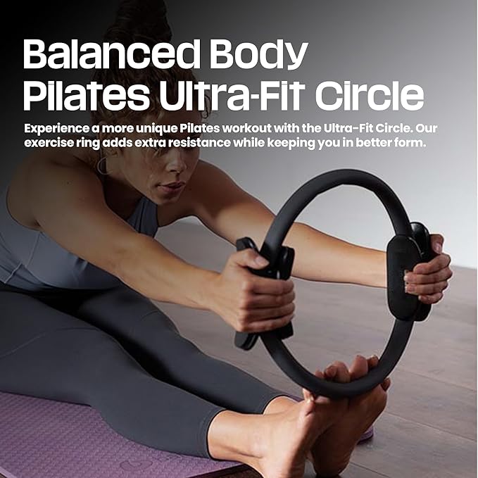 Premium Pilates Ring Fitness Circle - Lightweight Durable Foam Padded Handles, Flexible Resistance Exercise Equipment for Toning Arms, Thighs, Legs & Core
