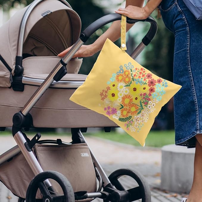 4 Pack Cute Wet Bag Waterproof Washable Reusable Wet Dry Bag for Swimsuit Clothes Cloth Diaper Travel Beach Pool Yoga Gym Party Camping Toiletries Travel Beach Essentials,Floral Succulent Cat Gifts