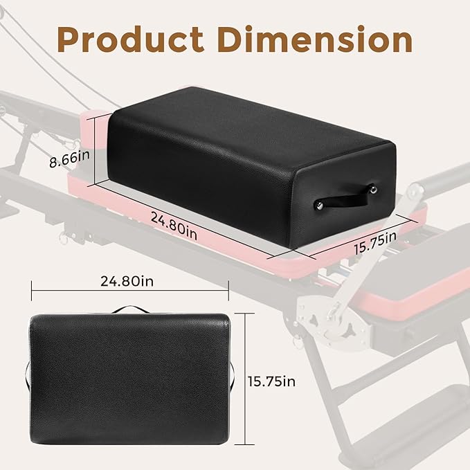 Pilates Box,Portable Pilates Sitting Box, Suitable for Home Pilates Reformer,Pilates Bed Accessories,with Use Pilates Equipment to Help You Exercise,24.8×15.75×8.66 inch,Black