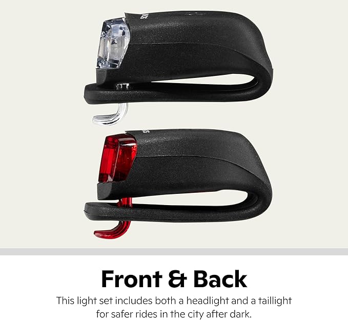 Schwinn Quick Wrap Bike Light Set, LED, 40 or 11 Lumen, Easy to Attach Headlight and Taillight, Tool-Free Install, Battery Operated, for City and Road Riding