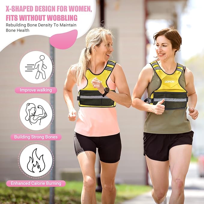 Adjustable Weighted Vest for Women, 6-12 Lbs Rucking Vest with 6 Ironsand Weights, Great Weighted Vest with Plus Pockets & Reflective Strips for Running, Walking, Workout and Strength Training