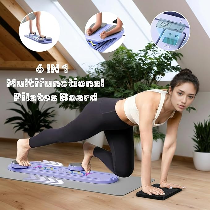6 in 1 Pilates Board,Portable and Foldable Pilates Reformer Set,Multifunctional Pilates Board for Home Exercise,The for Fitness Women Lovers