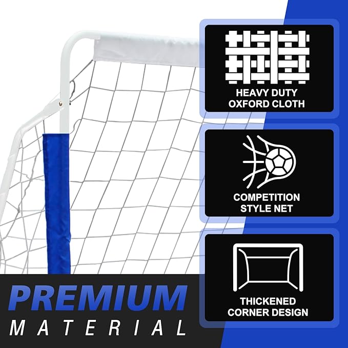 MIUDGIG Soccer Goal 8x5FT, Football Goal for Backyard with All Weather Net, Outdoor Soccer Net Goals for Backyard, Portable Steel Frame Soccer Goal Post for Adults & Youth Training, Quick Set-up