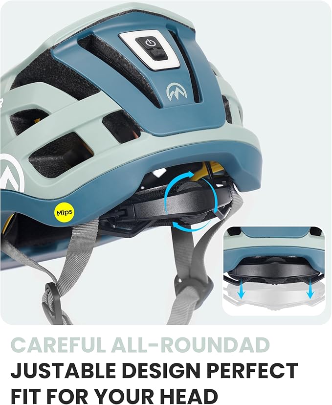 OutdoorMaster Gem II MIPS Bike Helmet with Light - Lightweight Cycling Helmet,Mountain Road Bicycle Helmet for Youth & Adult