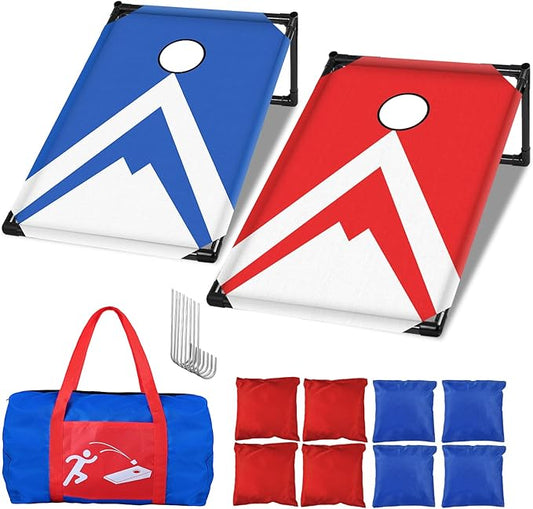 NZQXJXZ Portable Cornhole Board Set 3x2 Ft with 8 Bean Bags Corn Hole Toss Game Cornhole Games for Indoor and Outdoor Parties, Ideal for Kids, Adults, Camping Travel,Parties,Beach, Yard